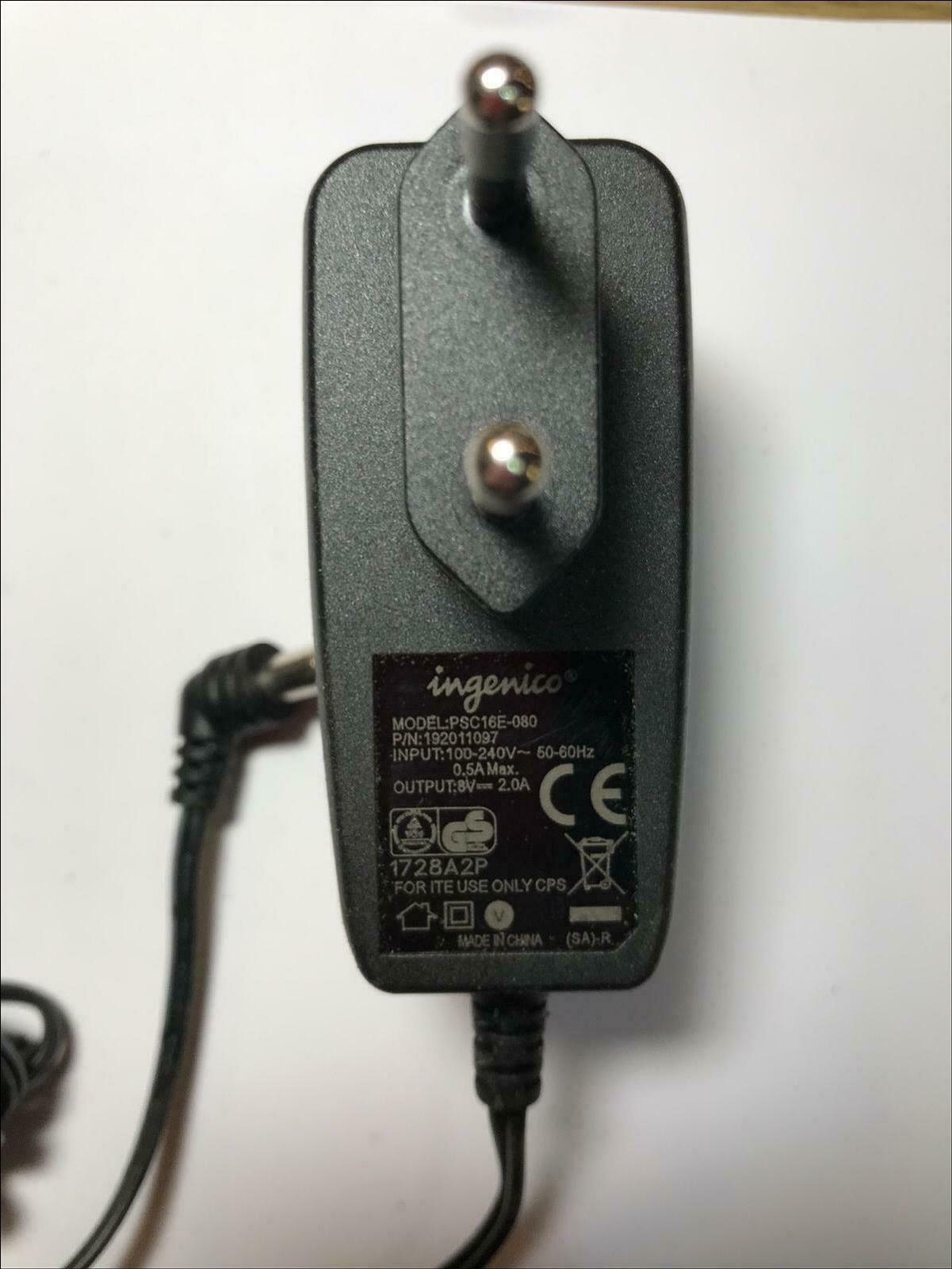 NewIngenico PSC16E-080 192011097 AC-DC Adaptor Power Supply 8V 2.0A 2A